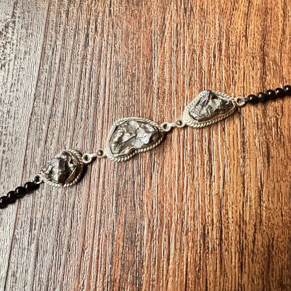 Vintage Meteorite & Black Spinel Bracelet 7" - 8" in Sterling Silver D’Joy NIB - Picture 10 of 14